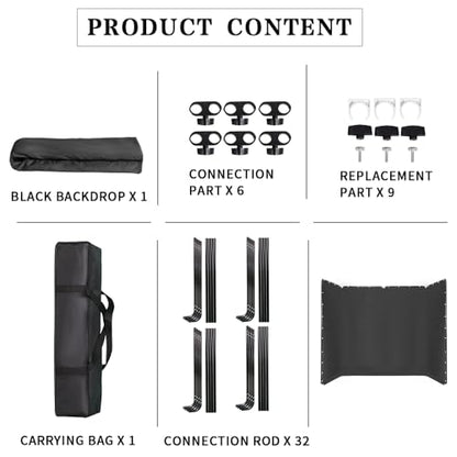 13.12ft * 7.87ft Portable Black Screen Large Screen Cutout Background wall Photography Backdrop Black Screen Support System, Suitable for Live Streaming, Character Shooting, Weddings, Video Studios