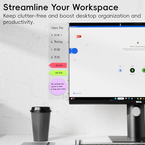 Magnetic Monitor Memo Board, Acrylic Message Reminder Board for Moniter Side, Office Desk Accessories for Women Men, Computer Sticky Note Holder Home Office Memo Holder, Clear, XL - style: 13.2" X 3.3"-Clear-1Pack