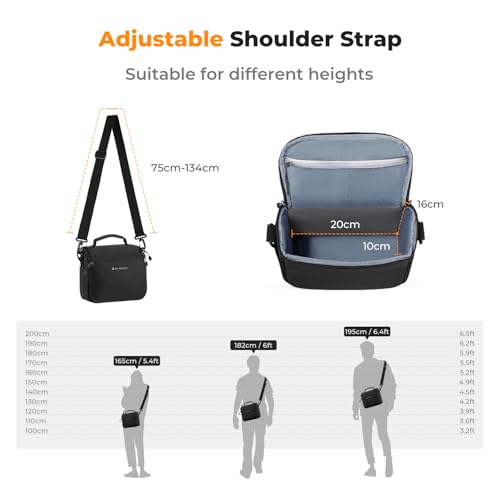 K&F CONCEPT Camera Sling Bag Small Crossbody Camera Case DSLR/SLR/Cute Compact Shoulder Photography Bags for Photographers - color: 01-black