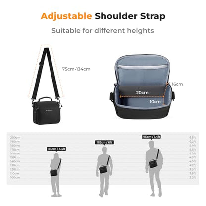 K&F CONCEPT Camera Sling Bag Small Crossbody Camera Case DSLR/SLR/Cute Compact Shoulder Photography Bags for Photographers - color: 01-black