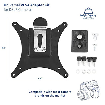 VIVO Universal VESA Adapter Bracket Kit for Cameras, Photo or Video Shooting, 1/4 inch Mount, Attach to Monitor Stand or Tripod, Overhead Portrait or Landscape, Black, MOUNT-V00CAM