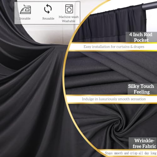 20ft x 12ft Black Backdrop Curtains, Wrinkle Free Thick Fabric Polyester Curtains Backdrop Drapes Cover for Parties Wedding Birthday Photography Background, 4 Panels 5ft x 12ft - color: Black, size: 20FT(W) x 12FT(H)