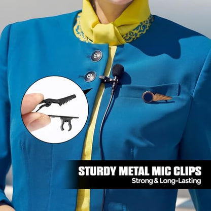 Konohan 24 Set Lavalier Microphone Replacement Kit, Metal Tie Clips, Windscreen Foam Covers & Plastic Cable Clips for Lapel Mics, Ideal for Recording, Live Streaming & Video, Black