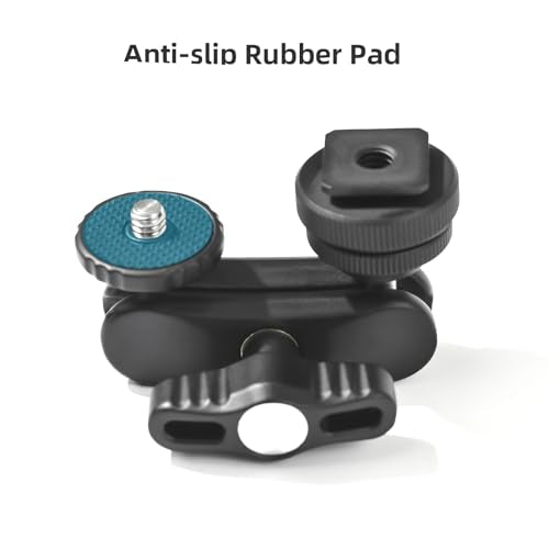 Andoer Mini Cool Ballhead Multi-Function Double Ball Dead Adapter with Cold Shoe Mount & 1/4 Inch Screw for DSLR Camera Camcorder Monitor LED Light Microphone