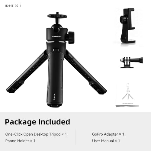 One-Click Mini Desktop Tripod for Camera, Phone & Action Cam, Adjustable Foldable Stand for Streaming, Zoom Meetings, Vlog Recording & Content Creation
