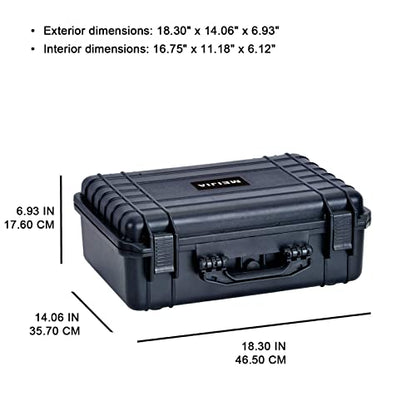MEIJIA All Weather Portable IP67 Waterproof Protective Case, Hard Camera Case with customizable foam, Perfectly Protection of Camera, Drones,Pistols,Lens,Equipments,Black,18.5 x14.06x6.93inches - color: Black