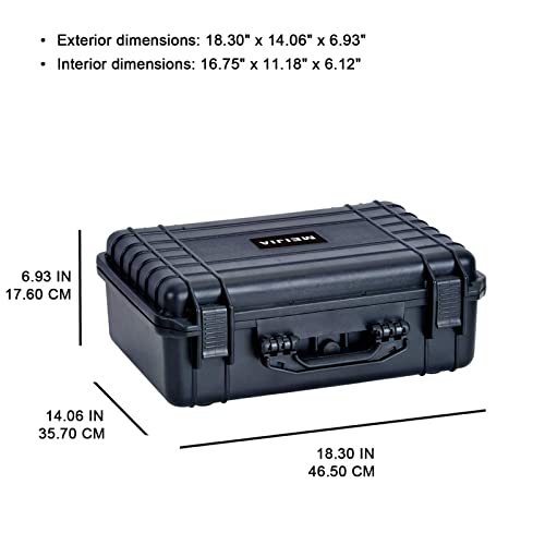 MEIJIA All Weather Portable IP67 Waterproof Protective Case, Hard Camera Case with customizable foam, Perfectly Protection of Camera, Drones,Pistols,Lens,Equipments,Black,18.5 x14.06x6.93inches - color: Black