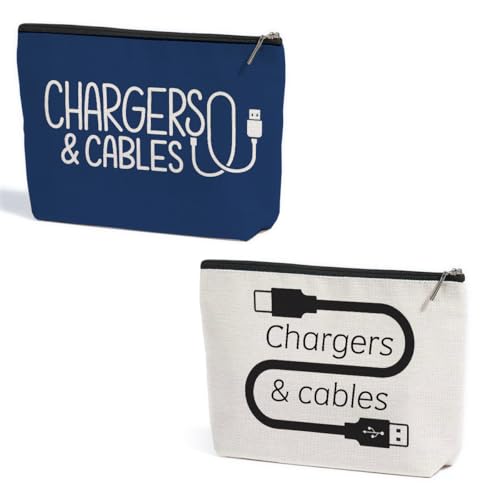 ZHAMEN 2 Pcs Cable Chargers Makeup Bag, Organizer Portable Pouch Purse Travel Essentials Organizer Cosmetic Bags for Women, Roomy Travel Makeup Toiletries Accessories, Birthday Gifts for Women - color: Multicolor 1447