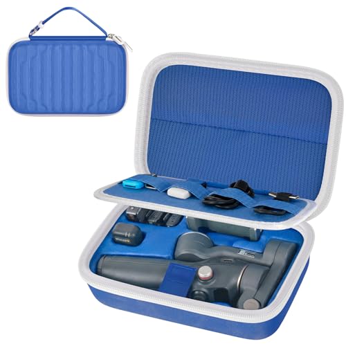 Hard Case for DJI Osmo Mobile 7/7P/8 Gimbal | Custom EVA Tray, Mesh Pocket for Cables and Clamps, Travel Storage for Vloggers, Blue - Case Only - color: Blue