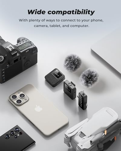 BAILIXIN Wireless Lavalier Microphone for iPhone, Android, Camera, 3-in-1 System with 328ft Range＆20H Battery, Noise Reduction Mini Mic for Vlogs, Interviews, TikTok