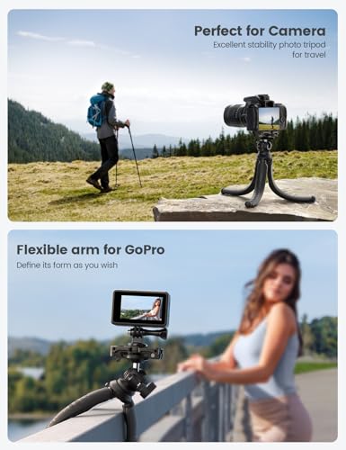 Lamicall Tripod for Camera - 3 in 1 Flexible Tripod for iPhone with Wireless Remote - iPhone Stand for Video Recording Vlogging Compatible with Smartphone, Small Digital Camera Dark Grey - style: NEW Upgraded - Silicone for Camera