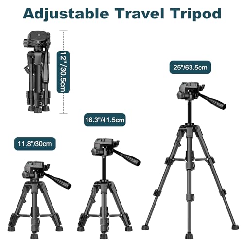 JOILCAN Mini Tripod for Camera, 25" Tabletop Camera Tripod, Portable Travel Tripod with Phone/Tablet Holder, Lightweight Aluminum Tripods for DSLR Phone Spotting Scope - size: 25 Inch