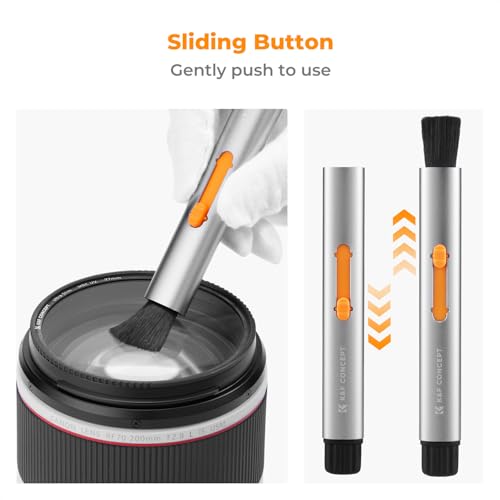 K&F Concept Multifunctional Lens Pen with Aluminum Alloy Pen Body, Carbon Head Camera Lens Brush for Canon, Nikon, Pentax, Sony Digital Camera Cleaning,AR VR Glasses Cleaning