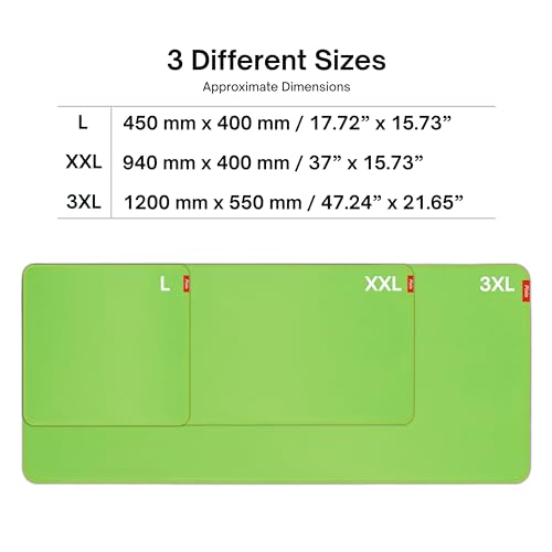 Pixio 3XLarge Green Screen Mouse Mat Chroma Key Durable Smooth Water-Resistant Polyester Surface Rubber Base Mouse Pad - for Gaming, Streaming, Filming, Content Creation with a Clear Background - size: 47.2L x 21.7W inches