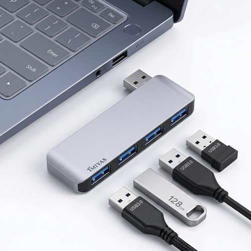 Right Side USB 3.0 Hub, 4-Port Cable-Free USB Splitter for Laptop, Direct-Plug Design, Compatible with MacBook, Laptops, Desktop, Surface, Flash Drive, HDD and USB More - color: Silver(Right)