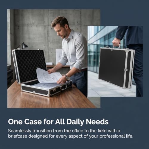 SUPVOX Hard Briefcase Metal Briefcase Black, Locking Aluminum Case with Wave Foam Insert, Protective Carrying Case for Sensitive Instruments, Cameras and Valuables - color: Black