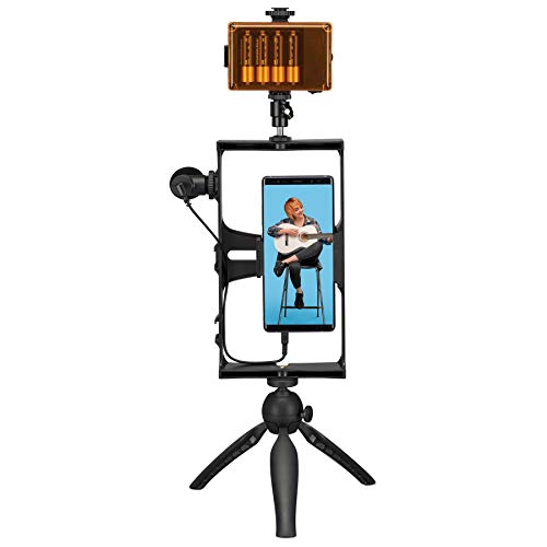 GPX All-in-One Vlogging Kit, for YouTube and TIK Tok, Includes LED Video Light, Tripod, Microphone, Fits Most Smartphones (TPDL900B)
