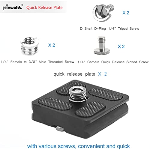 Niewalda Aluminum Metal Quick Release Plate with 1/4" D-Ring Screw/Slotted Screw and 3/8" to 1/4" Mount Screw Adapter, Tripod Mounting Plate Fits Arca-Swiss for SLR Camera Tripod Ball Head (PU-40) - color: PU40