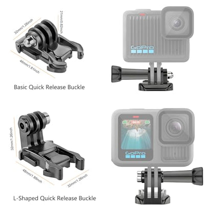 Helmet Mount for GoPro Go Pro, Curved Flat Adhesive Sticky Mounts, Quick Release Buckle, Tripod Adapter, Hero 13 12 11 10 9 8 7 6 5 4 3 2 1 Max Insta 360 DJI Osmo Action Camera Accessories Kit