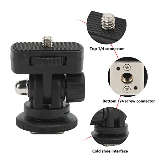Monitor Ball Head, Compact Portable 180 Degree Adjustable Mini Monitor Head with Rubber Pad, 1/4 Screw Cold Shoe Interface for Camera DSLR