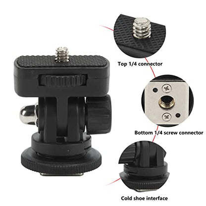 Monitor Ball Head, Compact Portable 180 Degree Adjustable Mini Monitor Head with Rubber Pad, 1/4 Screw Cold Shoe Interface for Camera DSLR
