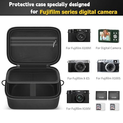 GWCASE Digital Camera Case Compatible with Fujifilm X100VI X100V X100F X100S X-E5, Portable Travel Carrying Bag Fits Camera with Strap & Protective Cover, 6mm Thickened EVA Protective Shell,Case Only - style: For Device With Protective Case & Strap
