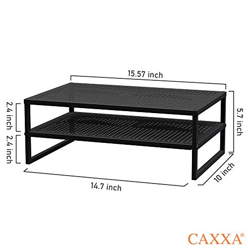 CAXXA 2-Tier Metal Laptop PC Monitor Stand Riser MAX 50 LBS Loading for Monitor, Printer,Black