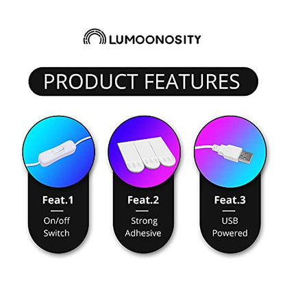 Lumoonosity WASD Neon Sign - USB Powered Blue Keyboard Neon Lights - WASD Keycaps Led Sign with On/Off Switch for Wall, Bedroom, Game Room Decor - Cool WASD Keys' Gaming Lights for Gamers, Streamers - style: WASD BLUE