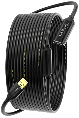 Active USB 2.0 Extension Cable 100FT(30M)with Built-in Signal Booster，480Mbps High Speed Data Transfer Male to Female Repeater Cord,in-Wall-Long USB Extender for VR/Printer/Hard Drive/Xbox/PC - size: 100 ft (30m)