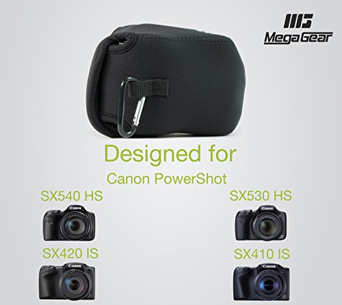MegaGear ''Ultra Light'' Neoprene Camera Case Bag with Carabiner for Canon PowerShot SX540 HS, SX530 HS, Canon PowerShot SX420 IS, SX410 IS Digital Cameras (Black) - MG505 - color: Black