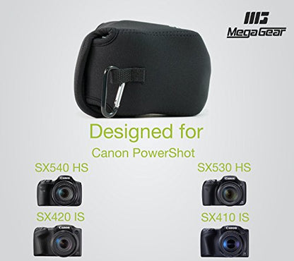 MegaGear ''Ultra Light'' Neoprene Camera Case Bag with Carabiner for Canon PowerShot SX540 HS, SX530 HS, Canon PowerShot SX420 IS, SX410 IS Digital Cameras (Black) - MG505 - color: Black