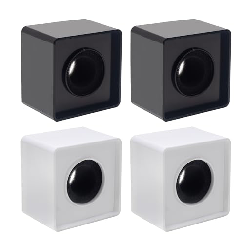 4 Pcs Microphone Flag Station Portable Square Cube ABS Foam Mic Flag Logo Studio Equipment Microphone Accessorie for Reporter Host Interview Black White