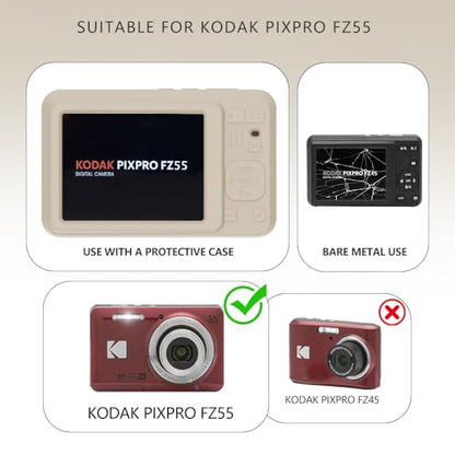 Case for Kodak PIXPRO FZ55,FZ55 accessories,Soft Silicone Protective Case,Comes with 2 Screen Protectors and 1 Wrist Strap - Off white - color: Off white