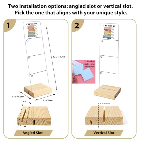 Monitor Memo Board with Removable Wooden Base Acrylic Portable Sticky Note Holder, It is Okay to Acrylic Message Board Sign, Office Desk Desk Set Sticky Notes 100 Sheets - color: Okay to