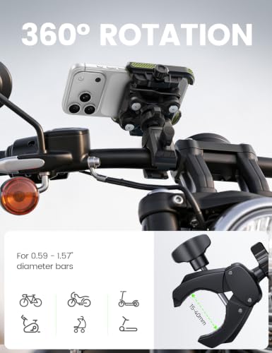 Lamicall Motorcycle Bike Phone Mount Holder for 6-7.2" Phones, Green | Upgrade Vibration Dampener, Camera Friendly - color: Green
