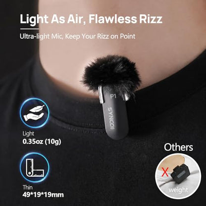 SYNCO Wireless Lavalier Microphone for iPhone, P1XL Professional Lapel Mic for Tiktok, YouTube, Streaming, Vlog Video Recording, Wireless Microphone for iPhone 14/13/12/11/SE... - style: 1 Mic for Lightning