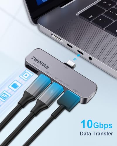 TWOPAN USB C iPhone Hub for ProRes Video Recording - Ultra-Slim Aluminum USB 3.2, Dual USB-C, Micro SD, and Charging Port Hub for iPhone 17/16/15 Pro/Pro Max