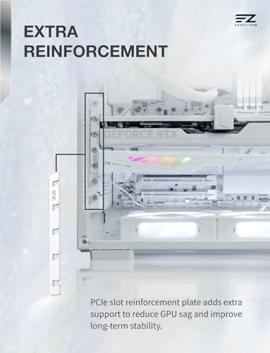 EZDIY-FAB VH90 ARGB GPU Bracket, Adjustable Anti-Sag Graphics Card Holder with Precision Rail & Lift System, Reinforced Design, 5V 3-Pin Motherboard Sync, White - color: White