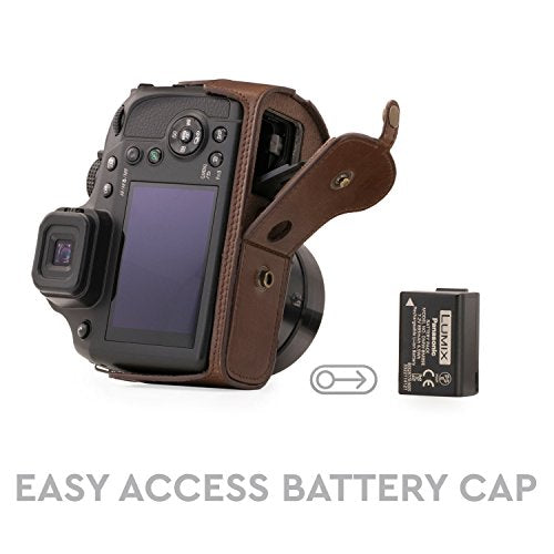 MegaGear Panasonic Lumix DC-FZ80, FZ82 Ever Ready Leather Camera Case and Strap, with Battery Access - Dark Brown - MG1224 - color: Dark Brown
