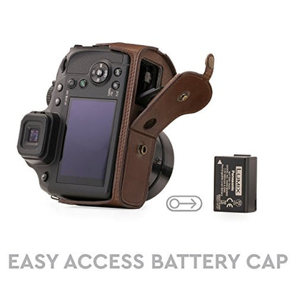 MegaGear Panasonic Lumix DC-FZ80, FZ82 Ever Ready Leather Camera Case and Strap, with Battery Access - Dark Brown - MG1224 - color: Dark Brown