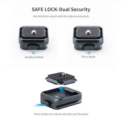PGYTECH Quick Release Plate +Adapter w/Arcac-Swiss Interface Camera Quick Release Plate Mount for Sony/Nikon/Fuji/DJI Quick Setup Mount w/ 1/4" to 3/8" Screw Thread Gimbles Sliders Tripods Adapter - style: Clamp & Plate