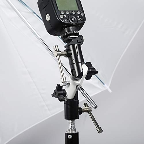 Flash Bracket U-Shape,180° Adjustable Swivel Umbrella Softbox Holder with 1/4" to 3/8" Screw &Nut Adapter and Cold Shoe Mount for DSLR Cameras,Speedlites,Tripod,Light Stand,Studio,LED Light