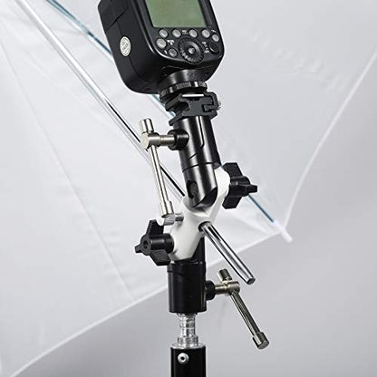 Flash Bracket U-Shape,180° Adjustable Swivel Umbrella Softbox Holder with 1/4" to 3/8" Screw &Nut Adapter and Cold Shoe Mount for DSLR Cameras,Speedlites,Tripod,Light Stand,Studio,LED Light