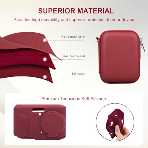 Case for Kodak PIXPRO FZ45 Digital Camera (Hard Case + Soft Silicone Cover) | Kodak PIXPRO FZ45 Digital Camera Hard Carrying Case and Soft Silicone Protective Case with Removable Lens Cover, Red - color: Red