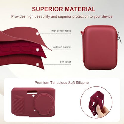 Case for Kodak PIXPRO FZ45 Digital Camera (Hard Case + Soft Silicone Cover) | Kodak PIXPRO FZ45 Digital Camera Hard Carrying Case and Soft Silicone Protective Case with Removable Lens Cover, Red - color: Red