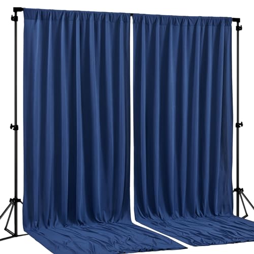 Navy Blue Backdrop Curtains-Wrinkle-Free Navy Blue Curtains Polyester Photography Drapes Wedding Background for Baby Shower Birthday Graduation Party Decorations - 8 X10FT - color: Navy Blue, size: W4' x H10'(2 panels)