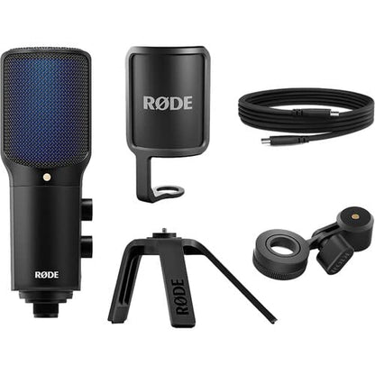 Rode NT-USB+ Professional USB Condenser Microphone Bundle with StreamEye BOOMARM1 27-Inch Boom Arm and SC27 USB-C Cable — Aphex DSP Studio Mic for Podcasting, Streaming, Voice Over, Recording