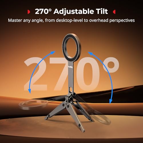 SMALLRIG Dual Magnetic Phone Tripod, Metal Cell Phone Mount Grip with 1/4" Threads, 270° Adjustable Phone Holder Mini Pocket Tripod for iPhone 17/16/15/14/13 Series -5649