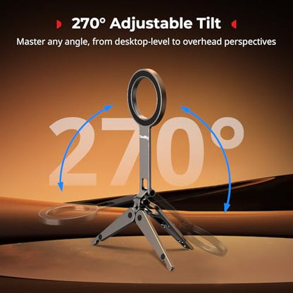 SMALLRIG Dual Magnetic Phone Tripod, Metal Cell Phone Mount Grip with 1/4" Threads, 270° Adjustable Phone Holder Mini Pocket Tripod for iPhone 17/16/15/14/13 Series -5649