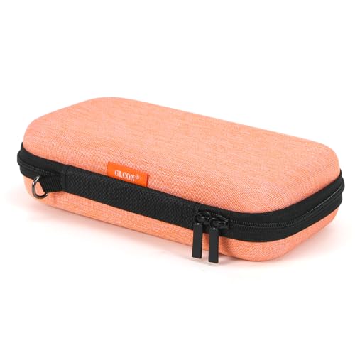 Light-Orange Small Carrying Case Universal Travel Case for Sandisk, Samsung SSD, Earbuds, Cable, Hard Disk, MP3 Player - Portable Storage Pouch Bag - Shockproof Electronic Accessories Organizer - color: Light-Orange